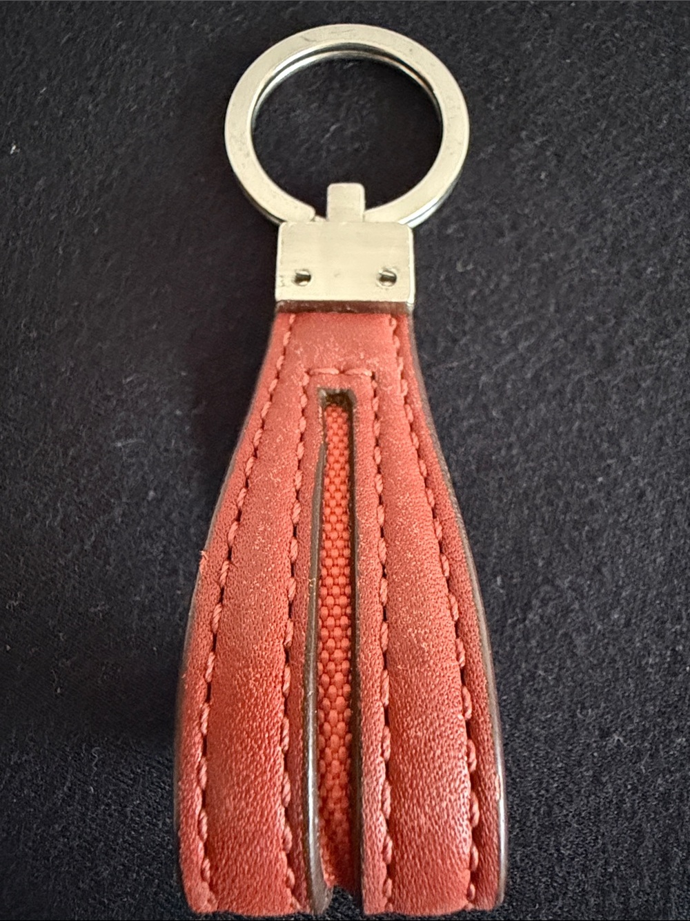 Tumi Orange/Brown Leather Tassel Key Ring with Silver Hardware - Picture 4 of 4